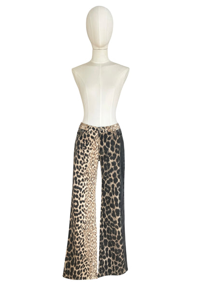 Just Cavalli Leopard Print Jeans Y2K  Bootcut Animal Print Denim | Roberto Cavalli Archive