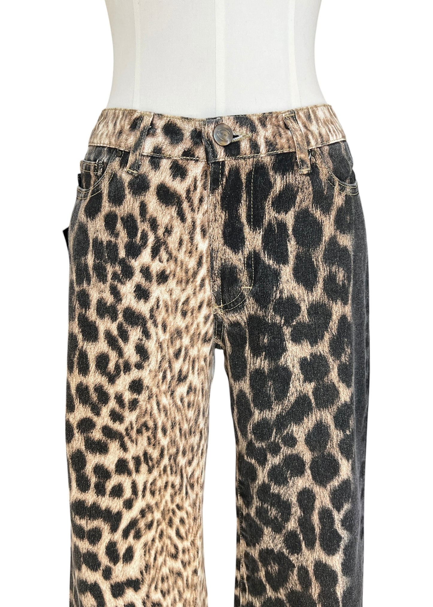 Just Cavalli Leopard Print Jeans Y2K  Bootcut Animal Print Denim | Roberto Cavalli Archive