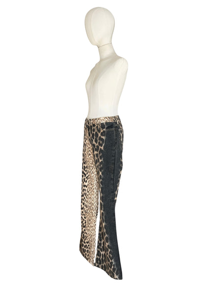 Just Cavalli Leopard Print Jeans Y2K  Bootcut Animal Print Denim | Roberto Cavalli Archive
