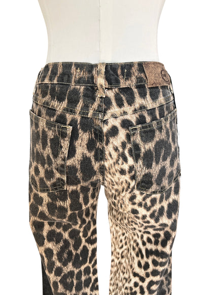 Just Cavalli Leopard Print Jeans Y2K  Bootcut Animal Print Denim | Roberto Cavalli Archive