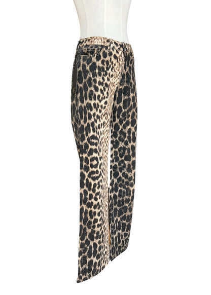 Just Cavalli Leopard Print Jeans Y2K  Bootcut Animal Print Denim | Roberto Cavalli Archive