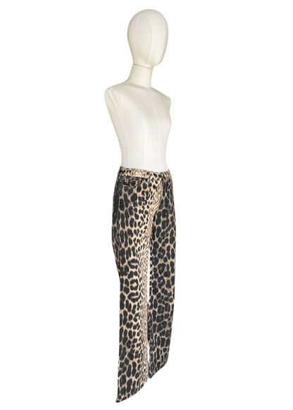 Just Cavalli Leopard Print Jeans Y2K  Bootcut Animal Print Denim | Roberto Cavalli Archive
