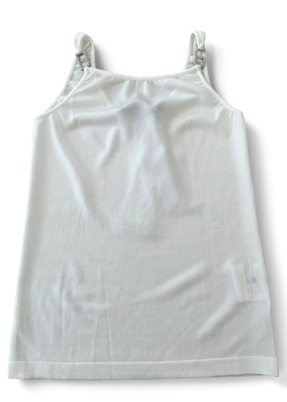 Dolce & Gabbana White Viscose Jersey Tank Top with Crystal Metal Strap