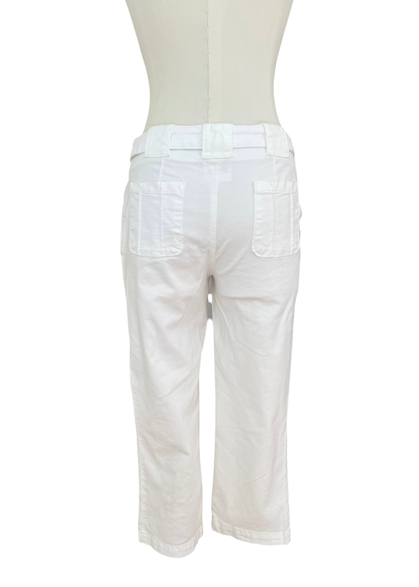 Vintage Dolce & Gabbana White Capri Pants | Y2K D&G Belted Cotton Trousers | Low Rise Designer Archive Italy