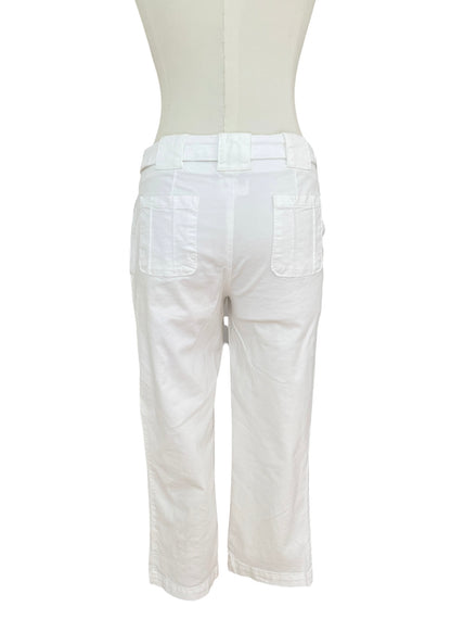 Vintage Dolce & Gabbana White Capri Pants | Y2K D&G Belted Cotton Trousers | Low Rise Designer Archive Italy