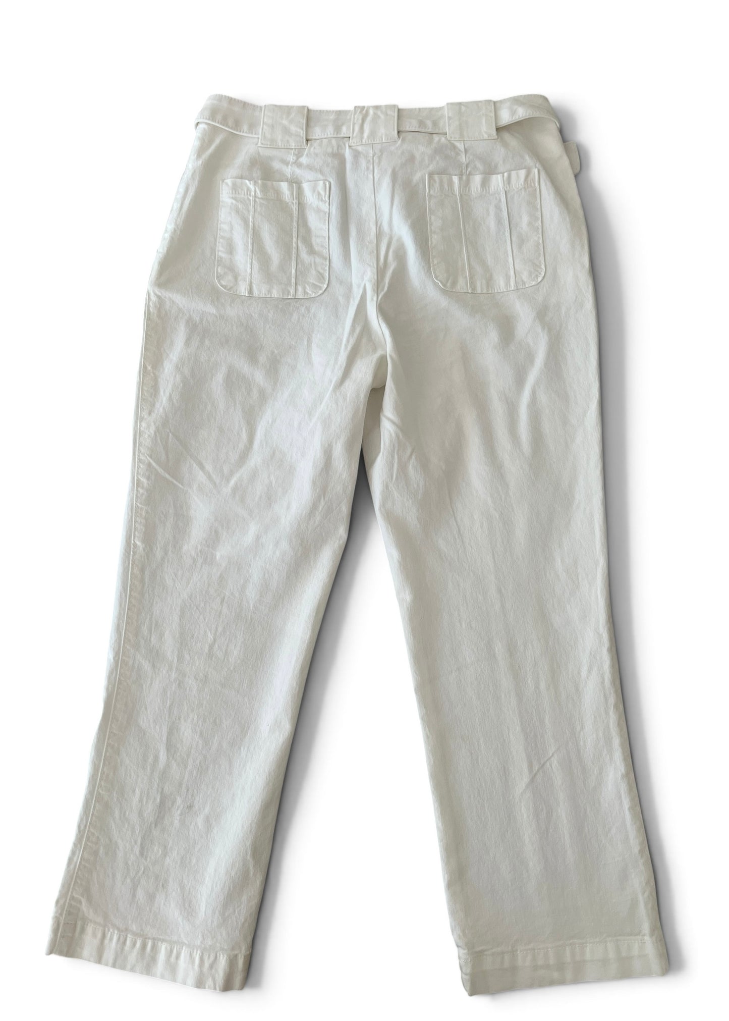 Vintage Dolce & Gabbana White Capri Pants | Y2K D&G Belted Cotton Trousers | Low Rise Designer Archive Italy