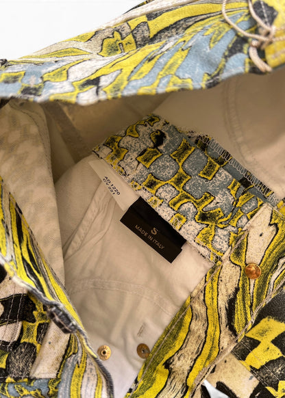 Roberto Cavalli FW2003 Psychedelic Print Set | Vintage Archive Shirt & Pants | Lime Abstract Co-Ord