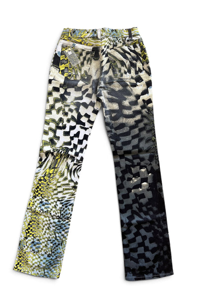 Roberto Cavalli FW2003 Psychedelic Print Set | Vintage Archive Shirt & Pants | Lime Abstract Co-Ord