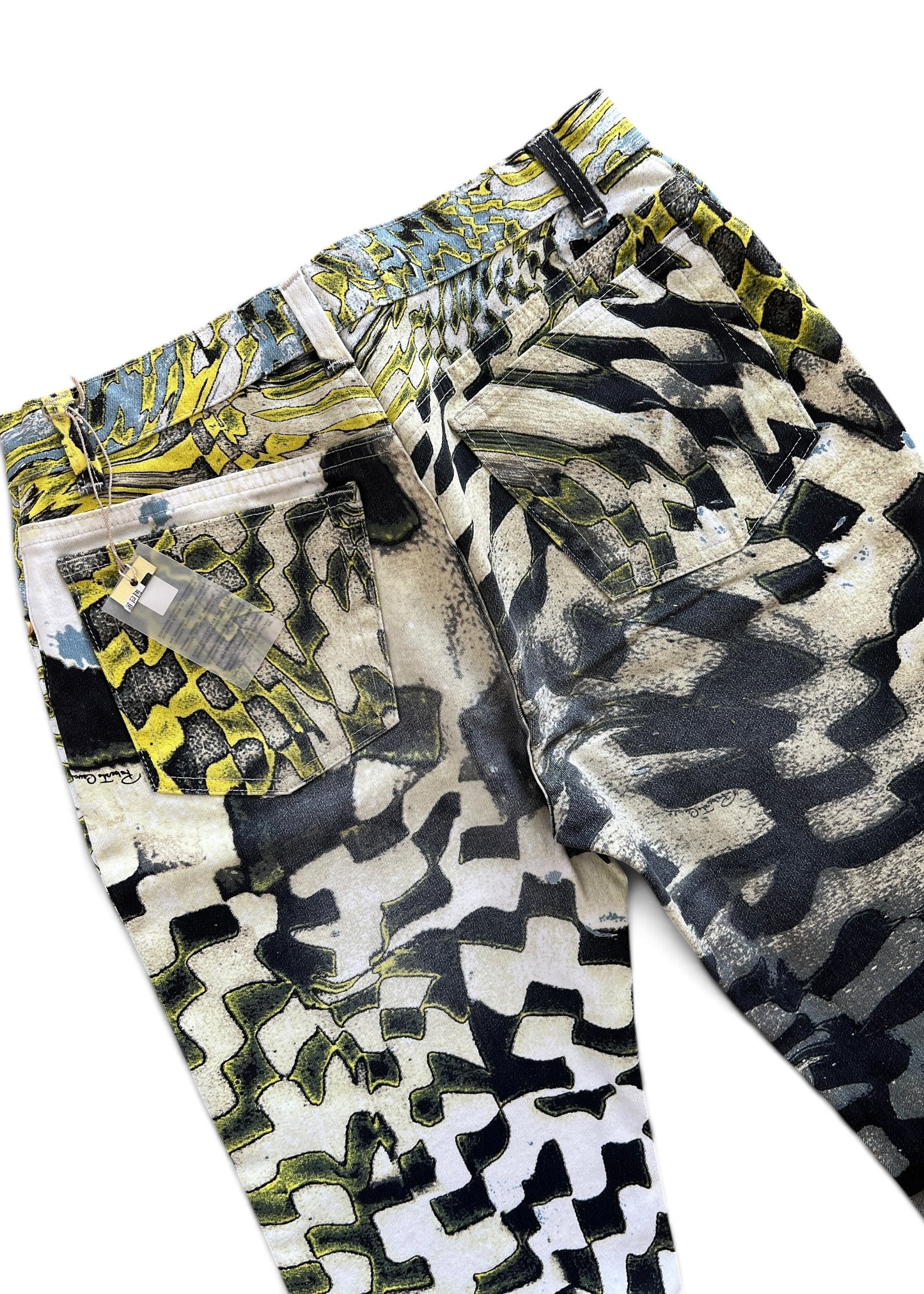 Roberto Cavalli FW2003 Psychedelic Print Set | Vintage Archive Shirt & Pants | Lime Abstract Co-Ord