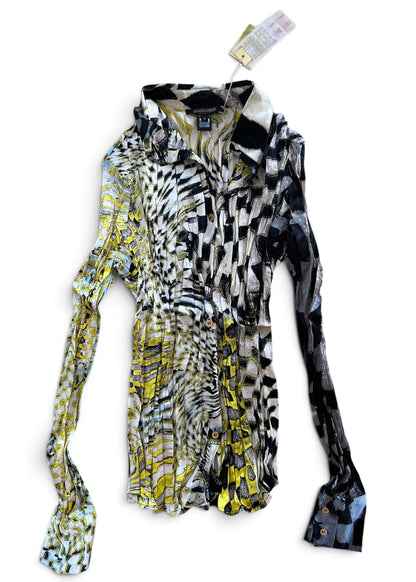 Roberto Cavalli FW2003 Psychedelic Print Set | Vintage Archive Shirt & Pants | Lime Abstract Co-Ord