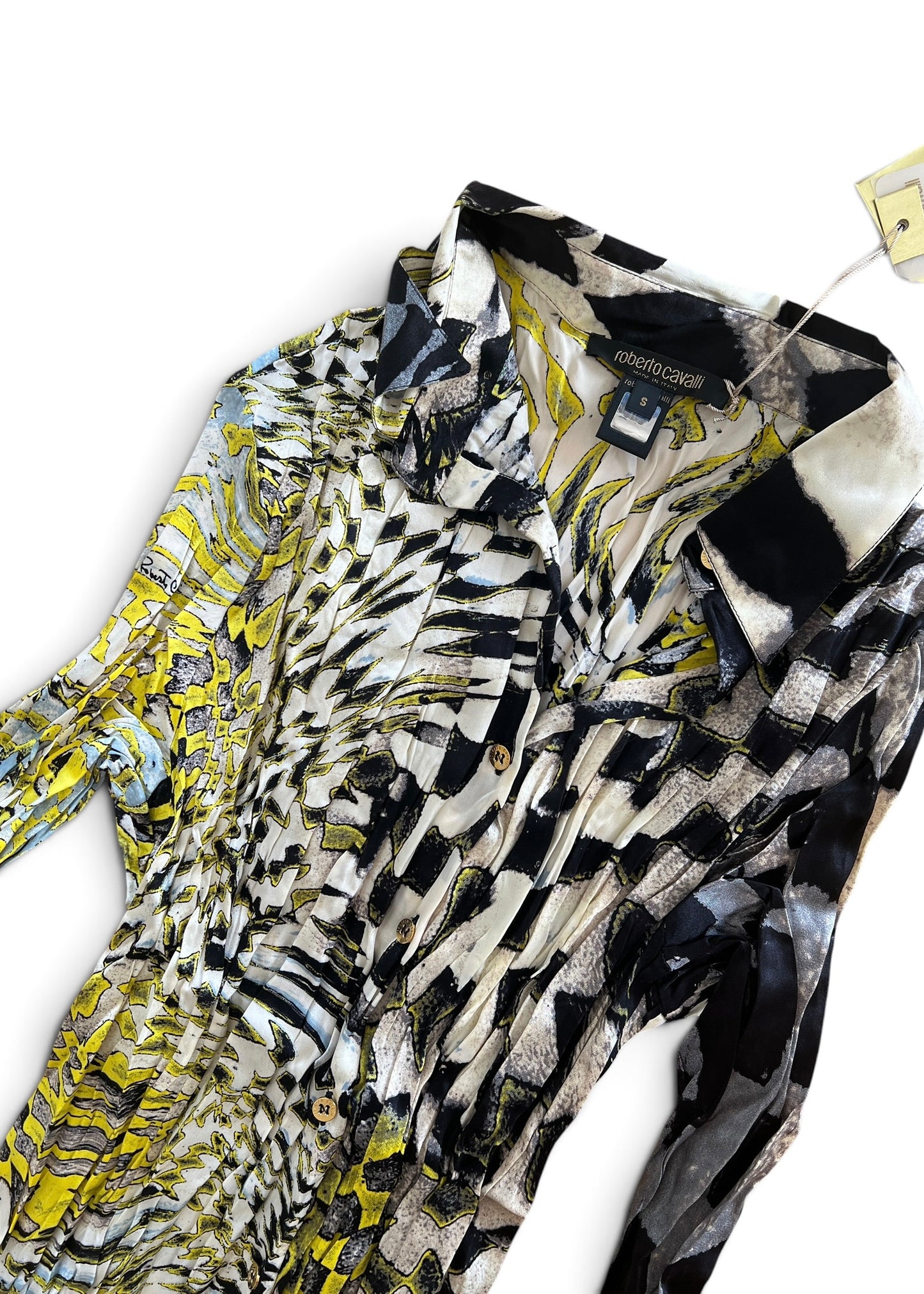 Roberto Cavalli FW2003 Psychedelic Print Set | Vintage Archive Shirt & Pants | Lime Abstract Co-Ord