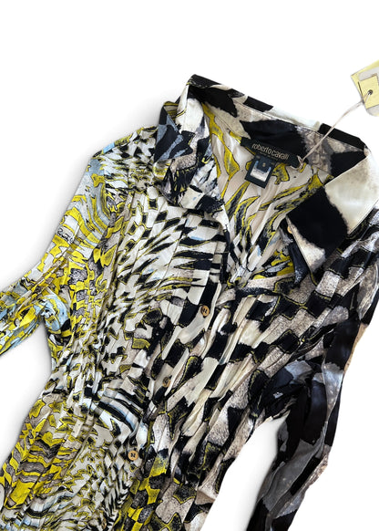 Roberto Cavalli FW2003 Psychedelic Print Set | Vintage Archive Shirt & Pants | Lime Abstract Co-Ord