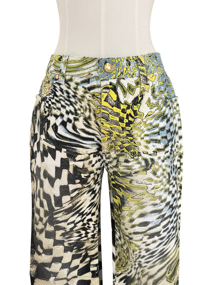 Roberto Cavalli FW2003 Psychedelic Print Set | Vintage Archive Shirt & Pants | Lime Abstract Co-Ord