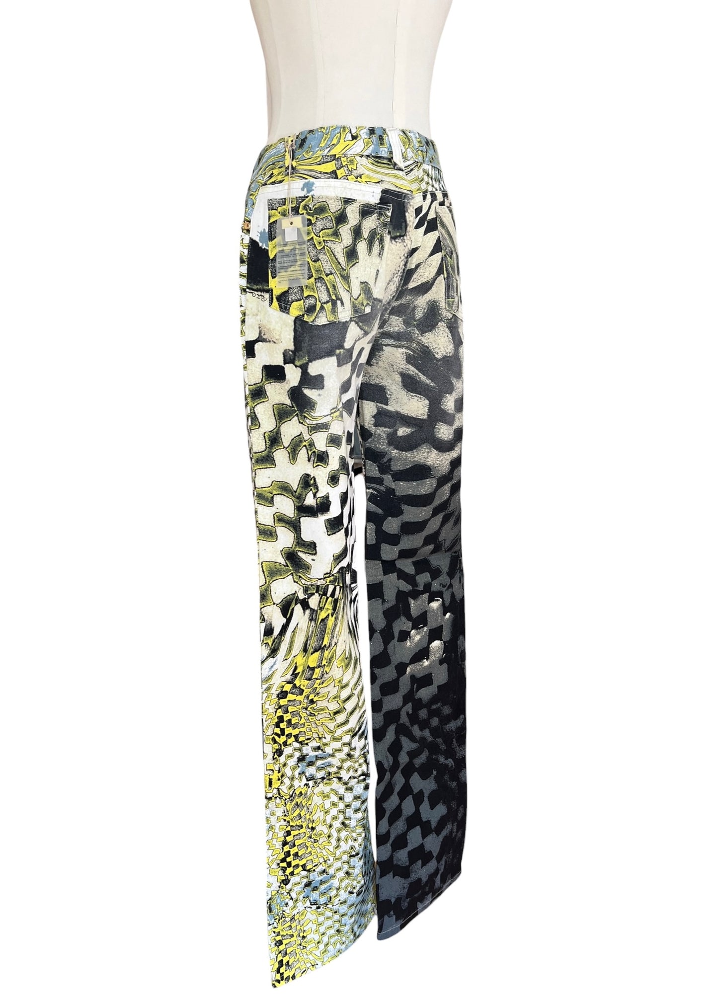 Roberto Cavalli FW2003 Psychedelic Print Set | Vintage Archive Shirt & Pants | Lime Abstract Co-Ord