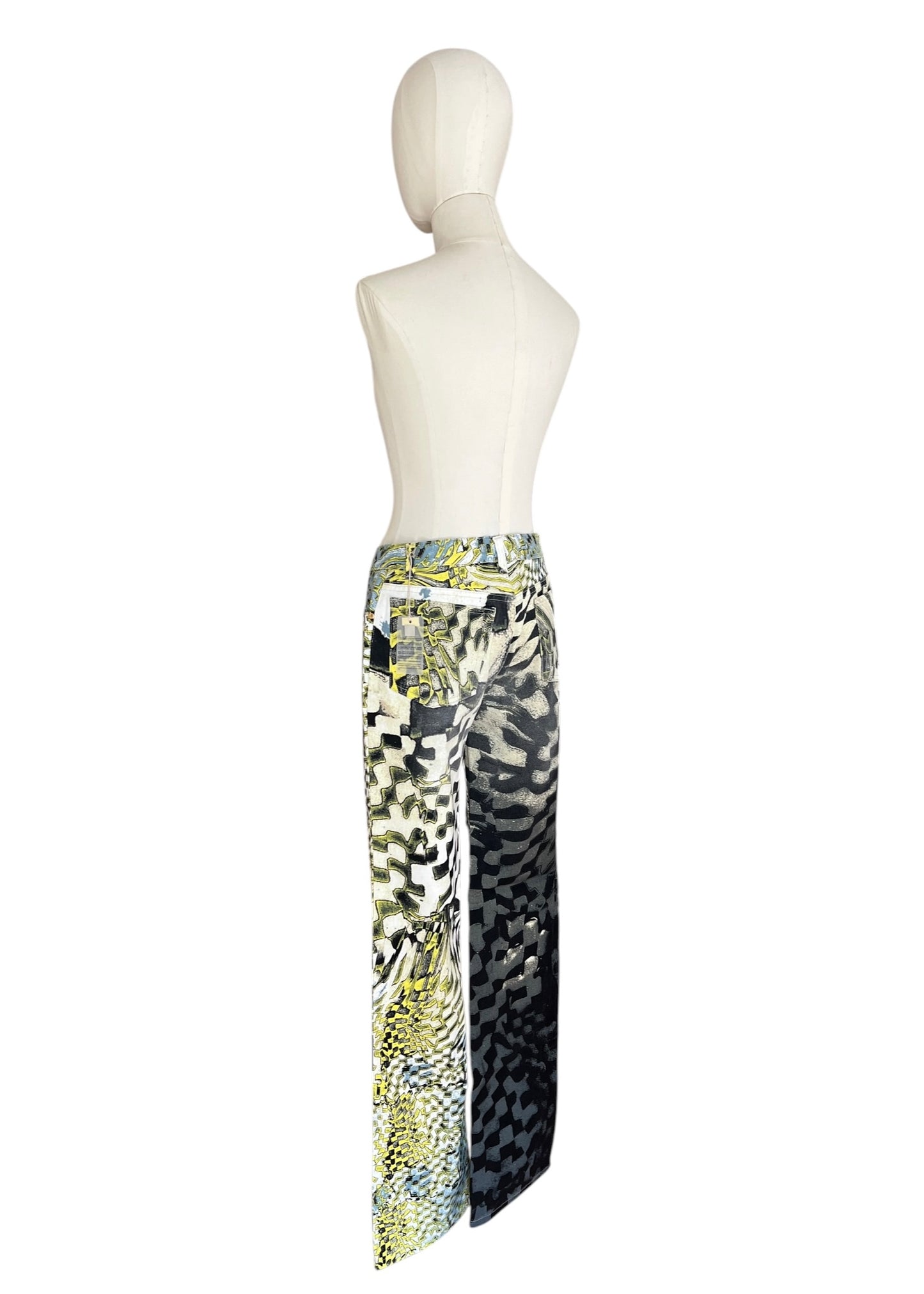 Roberto Cavalli FW2003 Psychedelic Print Set | Vintage Archive Shirt & Pants | Lime Abstract Co-Ord