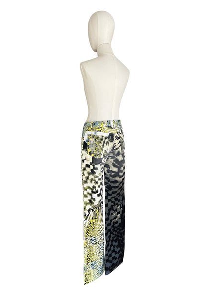 Roberto Cavalli FW2003 Psychedelic Print Set | Vintage Archive Shirt & Pants | Lime Abstract Co-Ord