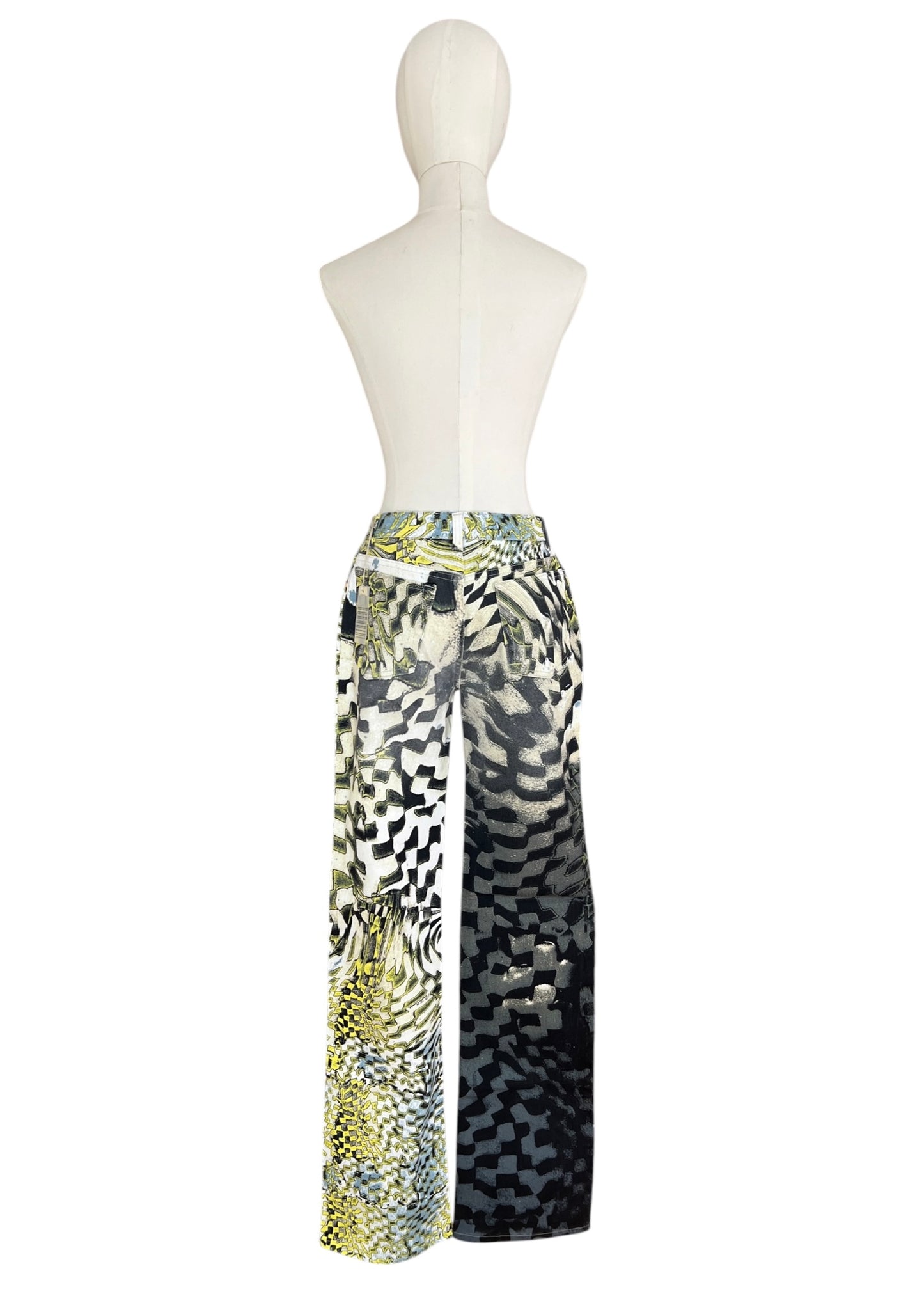 Roberto Cavalli FW2003 Psychedelic Print Set | Vintage Archive Shirt & Pants | Lime Abstract Co-Ord