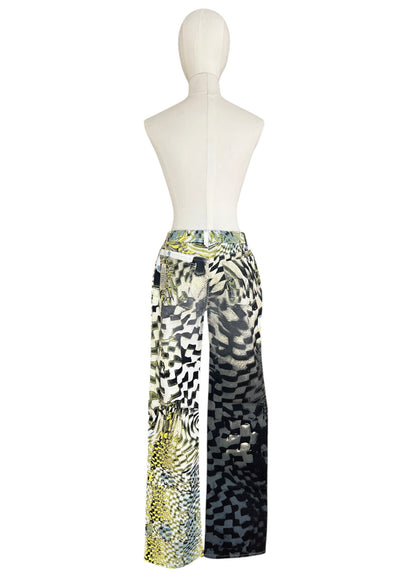 Roberto Cavalli FW2003 Psychedelic Print Set | Vintage Archive Shirt & Pants | Lime Abstract Co-Ord