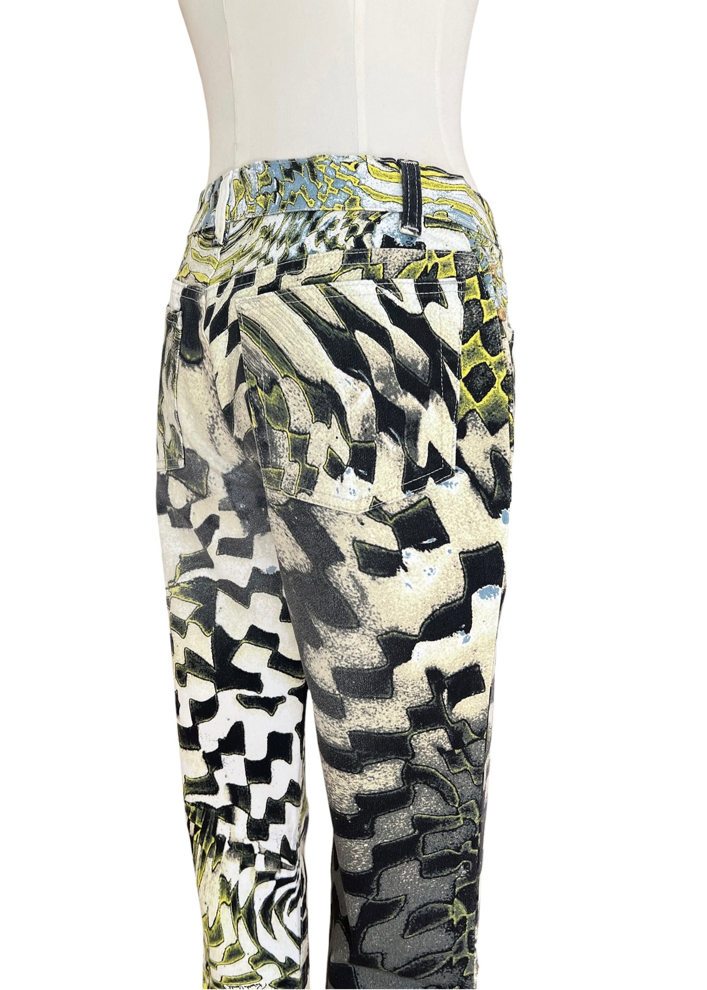 Roberto Cavalli FW2003 Psychedelic Print Set | Vintage Archive Shirt & Pants | Lime Abstract Co-Ord