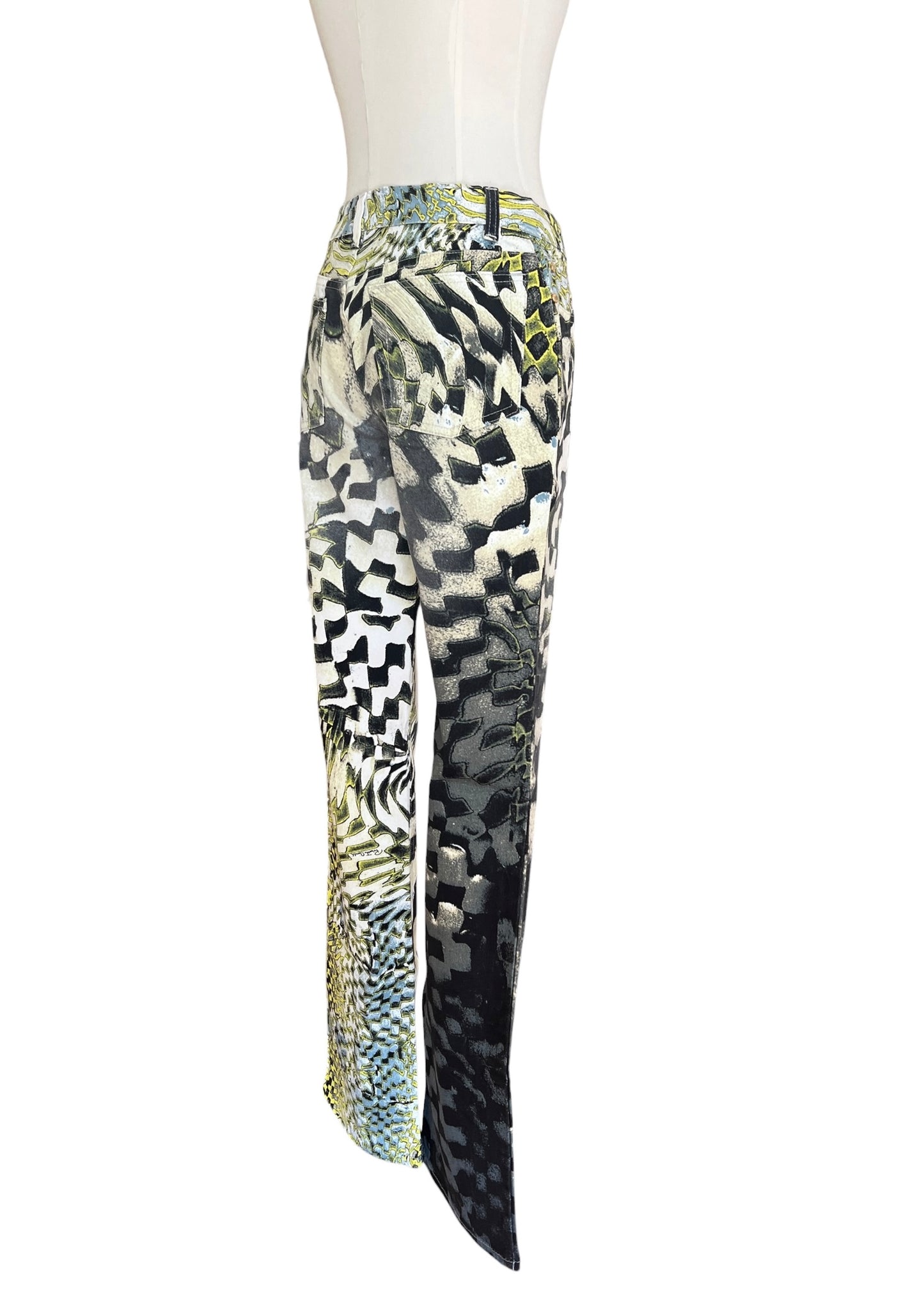 Roberto Cavalli FW2003 Psychedelic Print Set | Vintage Archive Shirt & Pants | Lime Abstract Co-Ord