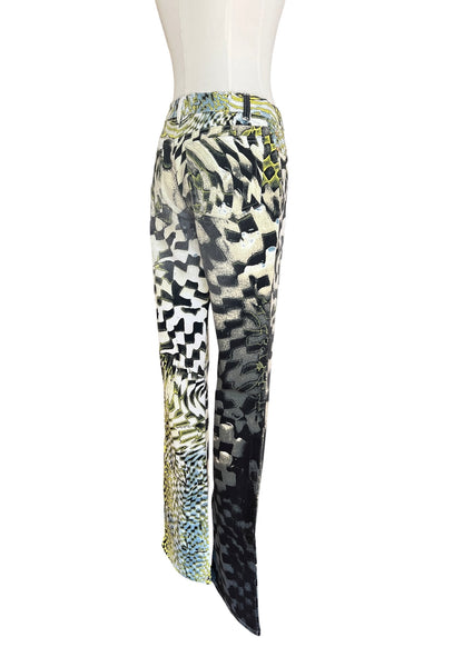 Roberto Cavalli FW2003 Psychedelic Print Set | Vintage Archive Shirt & Pants | Lime Abstract Co-Ord