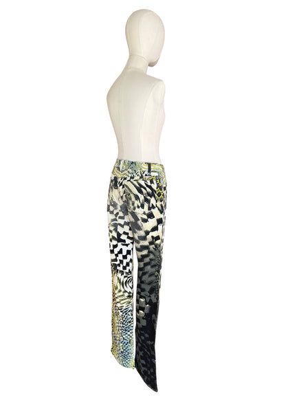 Roberto Cavalli FW2003 Psychedelic Print Set | Vintage Archive Shirt & Pants | Lime Abstract Co-Ord