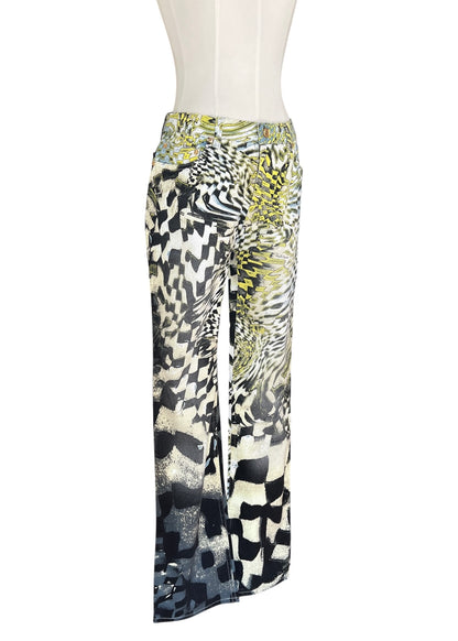 Roberto Cavalli FW2003 Psychedelic Print Set | Vintage Archive Shirt & Pants | Lime Abstract Co-Ord