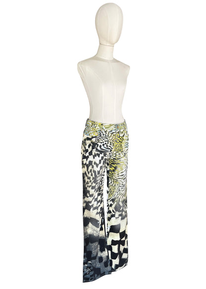 Roberto Cavalli FW2003 Psychedelic Print Set | Vintage Archive Shirt & Pants | Lime Abstract Co-Ord