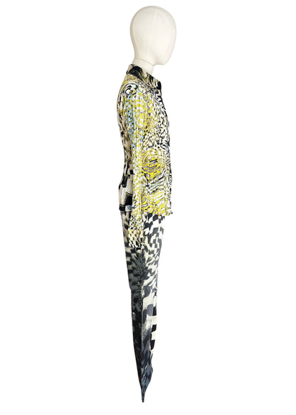 Roberto Cavalli FW2003 Psychedelic Print Set | Vintage Archive Shirt & Pants | Lime Abstract Co-Ord