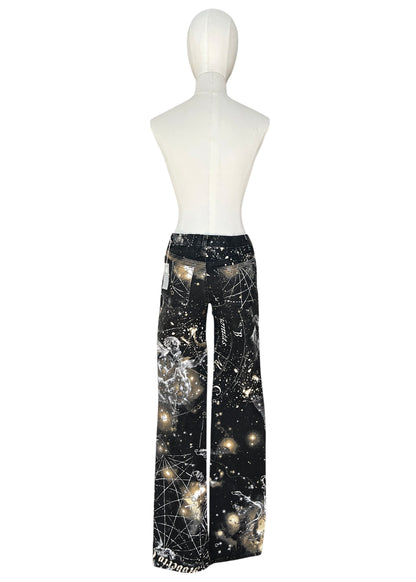 Roberto CavalliFW2003 Astrology Constellation Print Jeans | Vintage Y2K Pants with Gold Charms | Archive Designer Denim