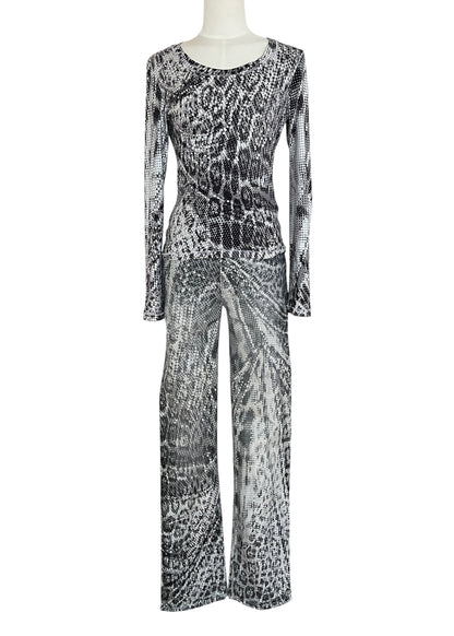 Roberto Cavalli Python Print Set | Vintage Y2K Snake Co-Ord | Archive 2000s Matching Top & Pants