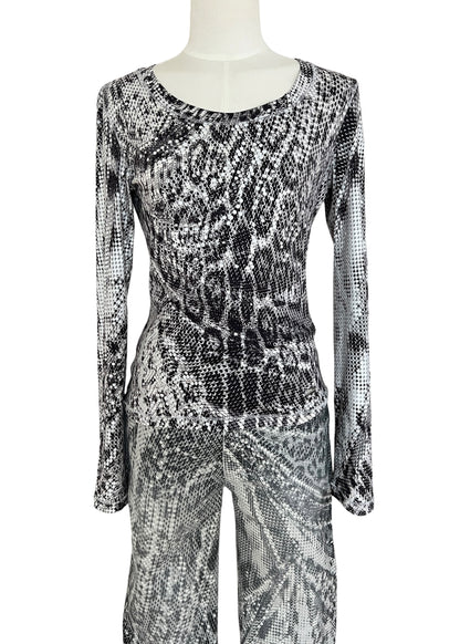 Roberto Cavalli Python Print Set | Vintage Y2K Snake Co-Ord | Archive 2000s Matching Top & Pants