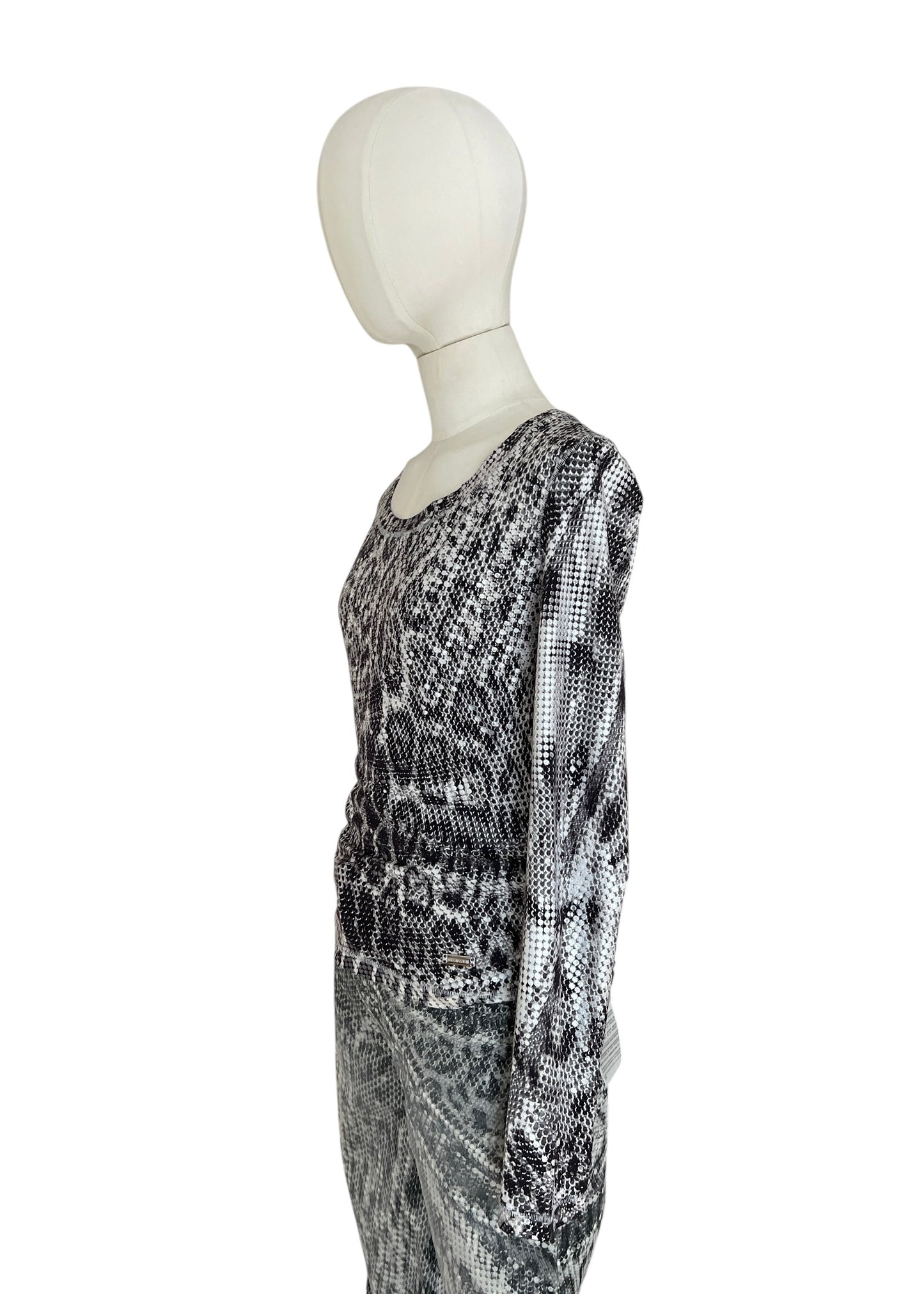 Roberto Cavalli Python Print Set | Vintage Y2K Snake Co-Ord | Archive 2000s Matching Top & Pants