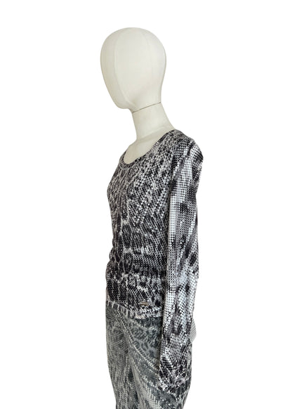 Roberto Cavalli Python Print Set | Vintage Y2K Snake Co-Ord | Archive 2000s Matching Top & Pants
