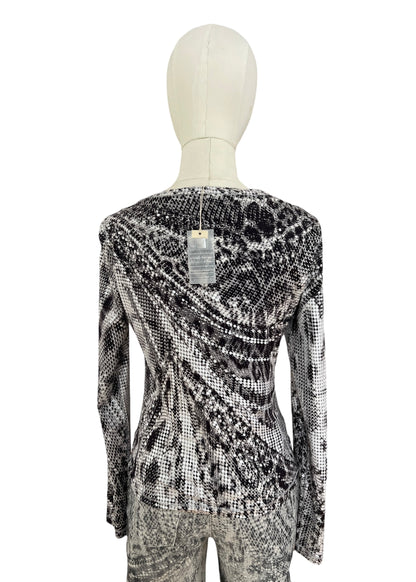 Roberto Cavalli Python Print Set | Vintage Y2K Snake Co-Ord | Archive 2000s Matching Top & Pants