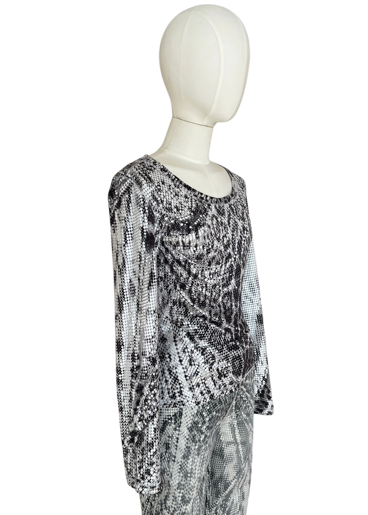Roberto Cavalli Python Print Set | Vintage Y2K Snake Co-Ord | Archive 2000s Matching Top & Pants