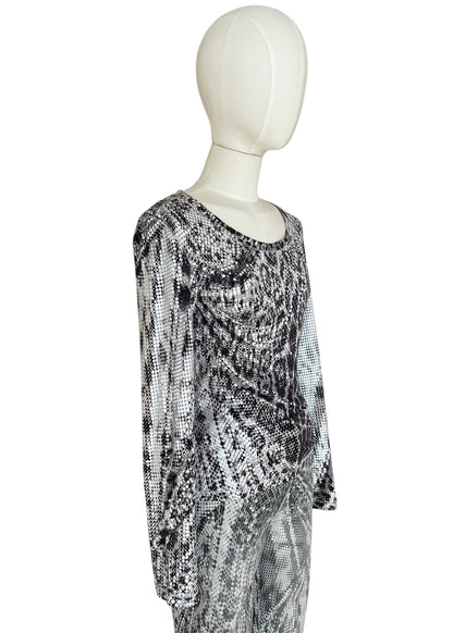 Roberto Cavalli Python Print Set | Vintage Y2K Snake Co-Ord | Archive 2000s Matching Top & Pants