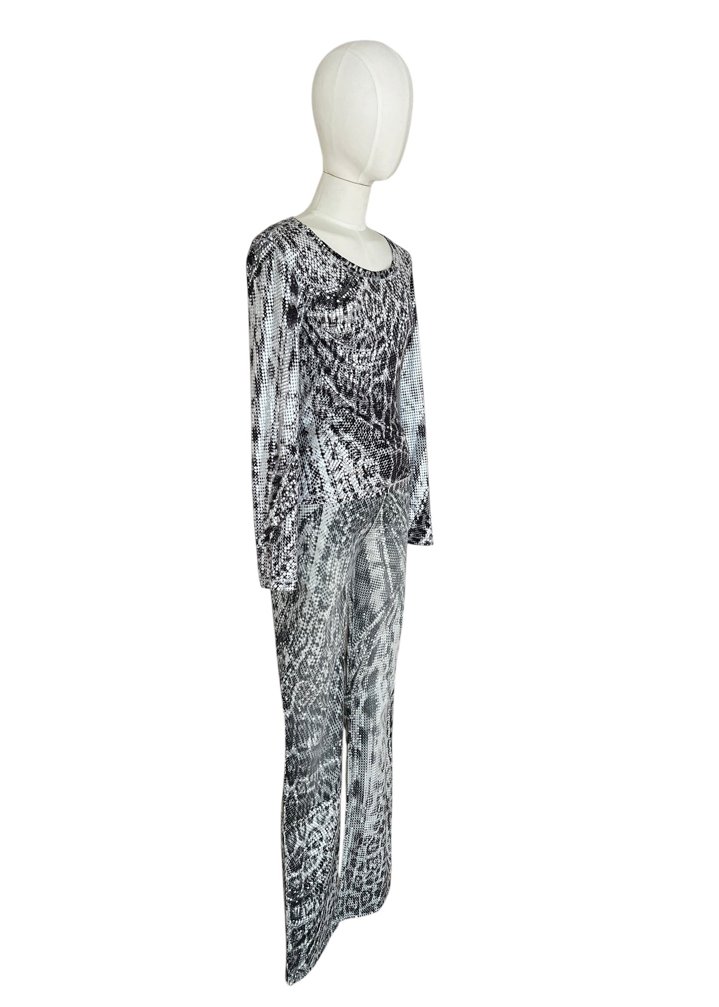 Roberto Cavalli Python Print Set | Vintage Y2K Snake Co-Ord | Archive 2000s Matching Top & Pants