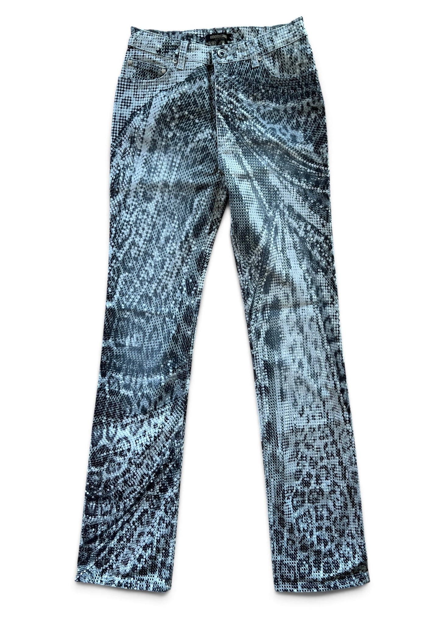 Roberto Cavalli Python Print Set | Vintage Y2K Snake Co-Ord | Archive 2000s Matching Top & Pants