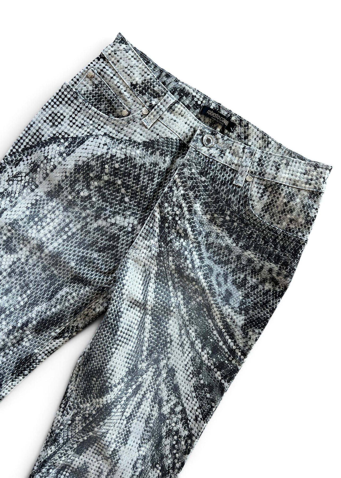 Roberto Cavalli Python Print Set | Vintage Y2K Snake Co-Ord | Archive 2000s Matching Top & Pants