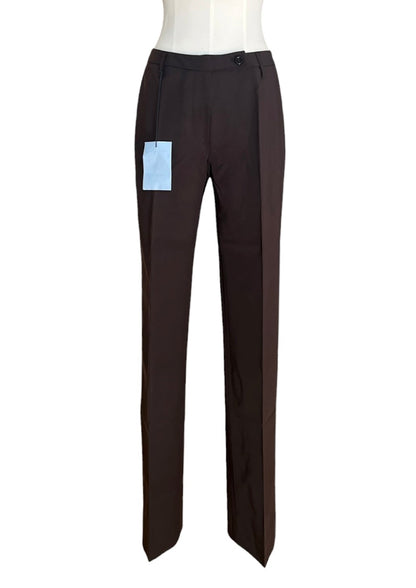 Prada 1990s Tailored Trousers – Dark Brown Straight Leg Minimal Pants