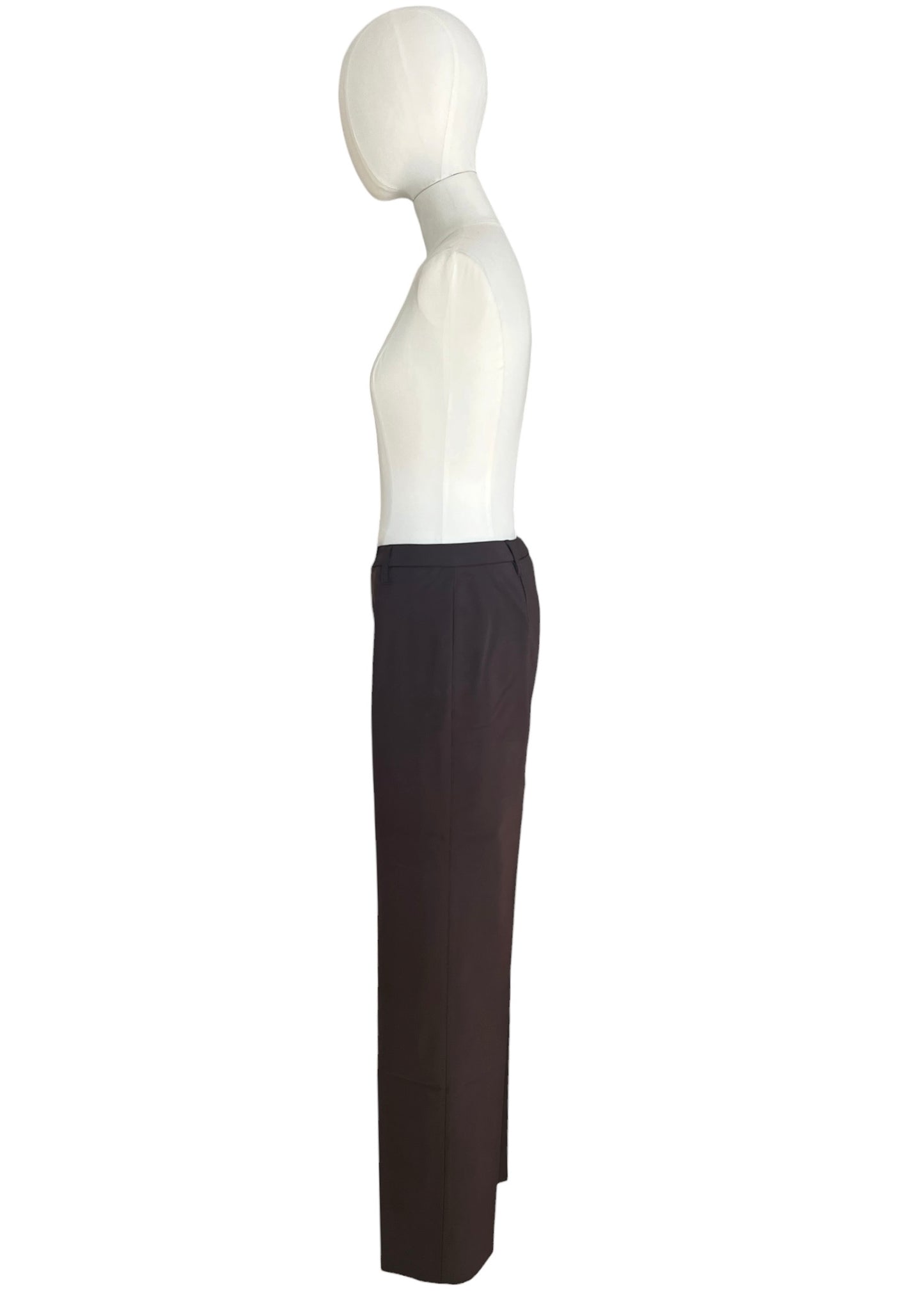 Prada 1990s Tailored Trousers – Dark Brown Straight Leg Minimal Pants