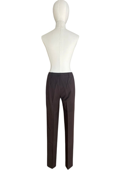 Prada 1990s Tailored Trousers – Dark Brown Straight Leg Minimal Pants