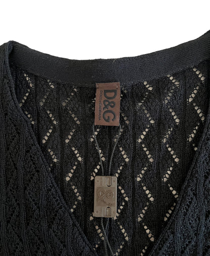  Dolce&Gabbana cardigan lungo nero in maglia