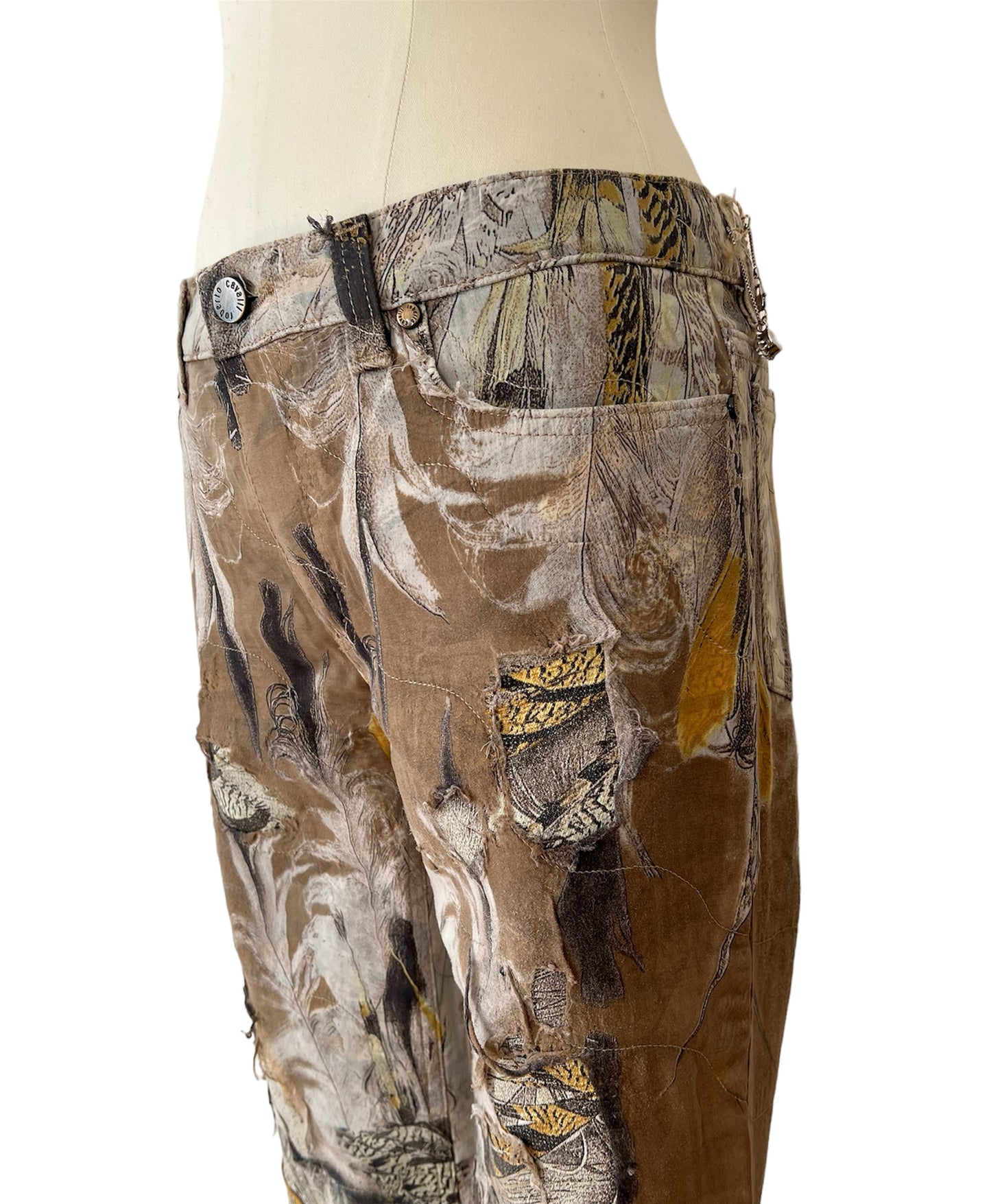 Roberto Cavalli printed feathers pant