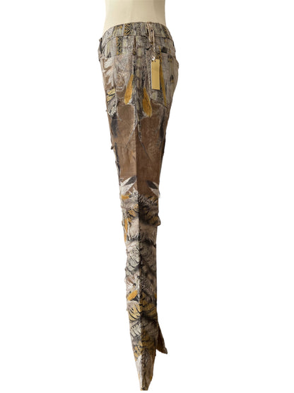 Roberto Cavalli printed feathers pant