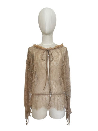 Givenchy Sheer Lace Blouse with Crystals