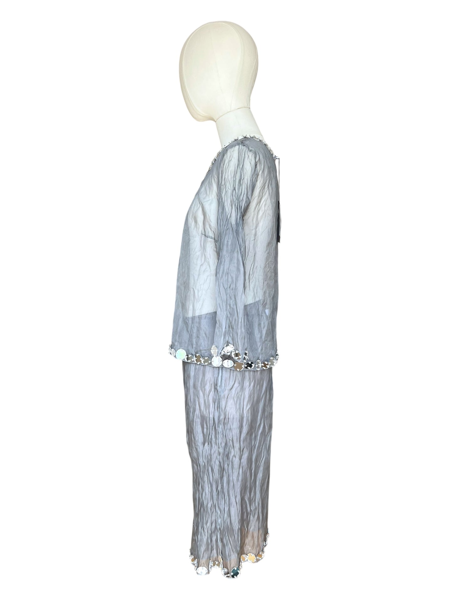 Prada SS 1999 Crushed Silk Mirror-Embellished Ensemble
