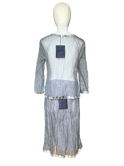 Prada SS 1999 Crushed Silk Mirror-Embellished Ensemble