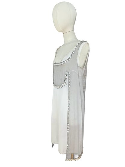 Prada FW 1997 embellished white mini dress